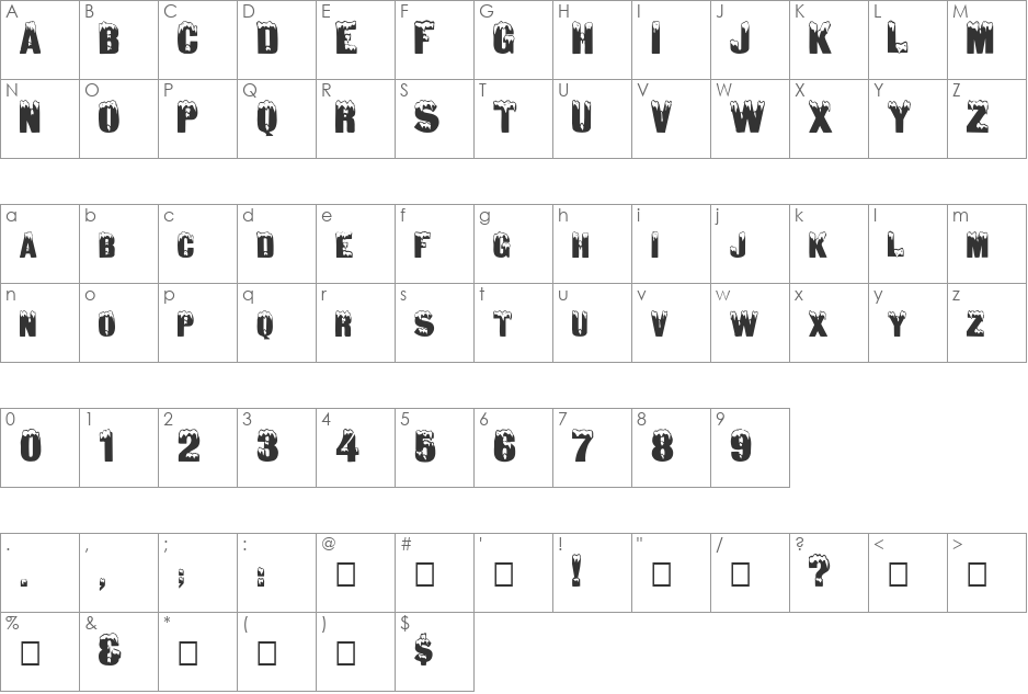 FZ UNIQUE 6 font character map preview
