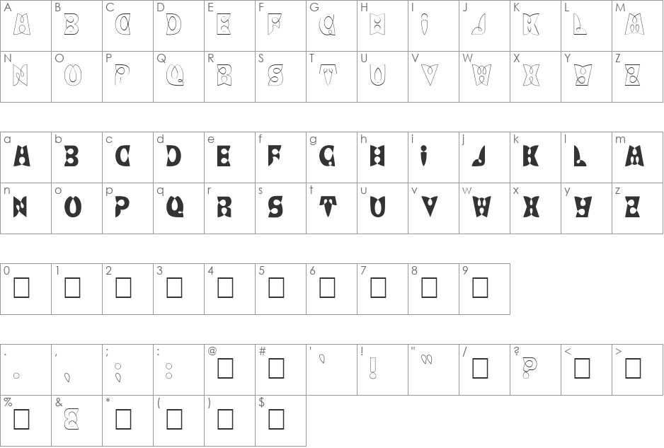 FZ UNIQUE 7 font character map preview