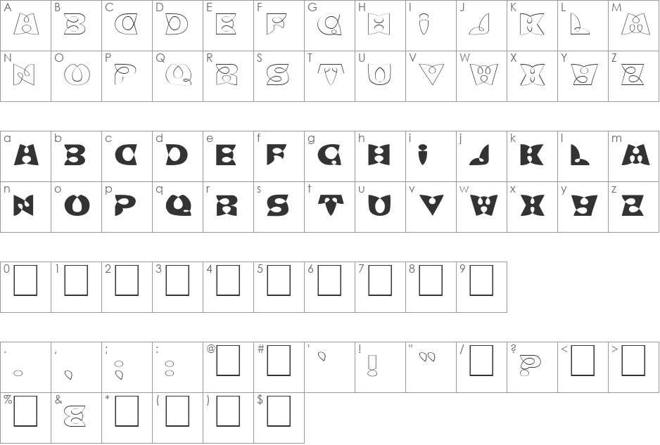 FZ UNIQUE 7 EX font character map preview