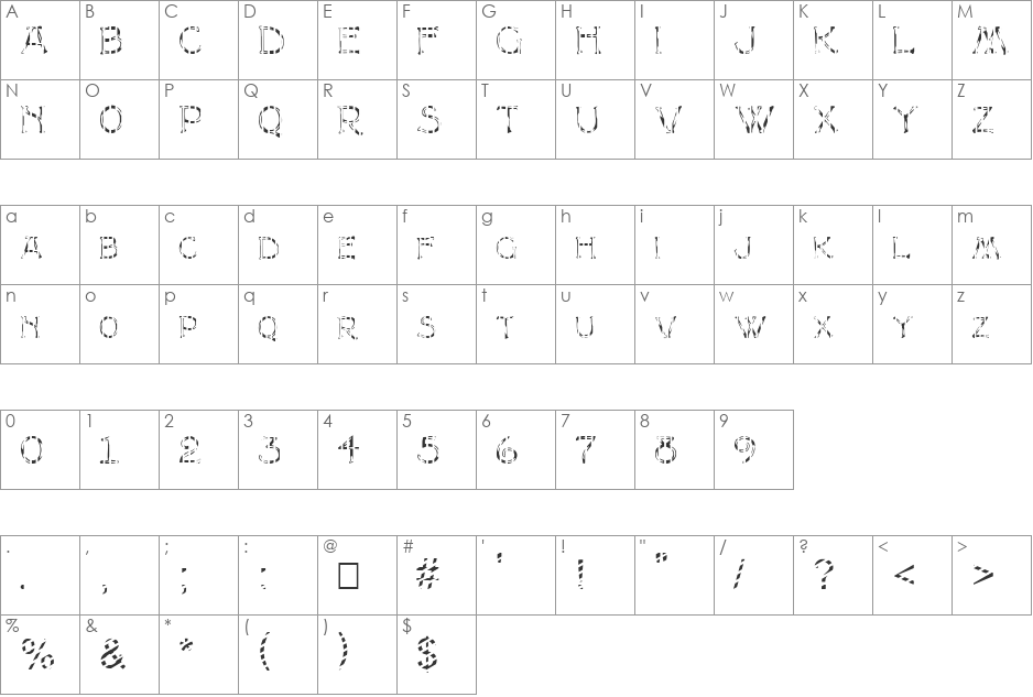 FZ UNIQUE 8 STRIPED font character map preview