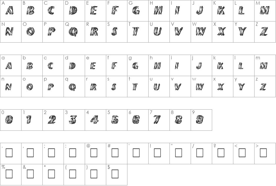 FZ WACKY 24 font character map preview