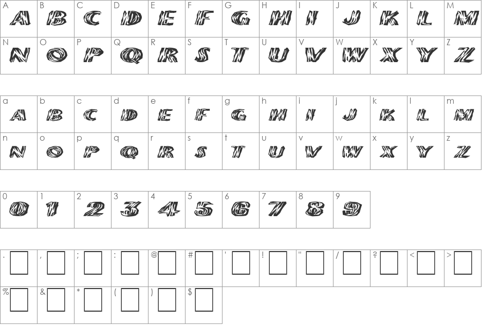 FZ WACKY 24 EX font character map preview