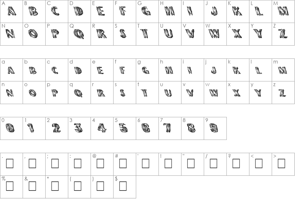 FZ WACKY 24 LEFTY font character map preview