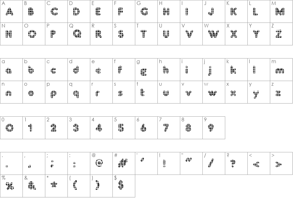 AnniesGrids font character map preview