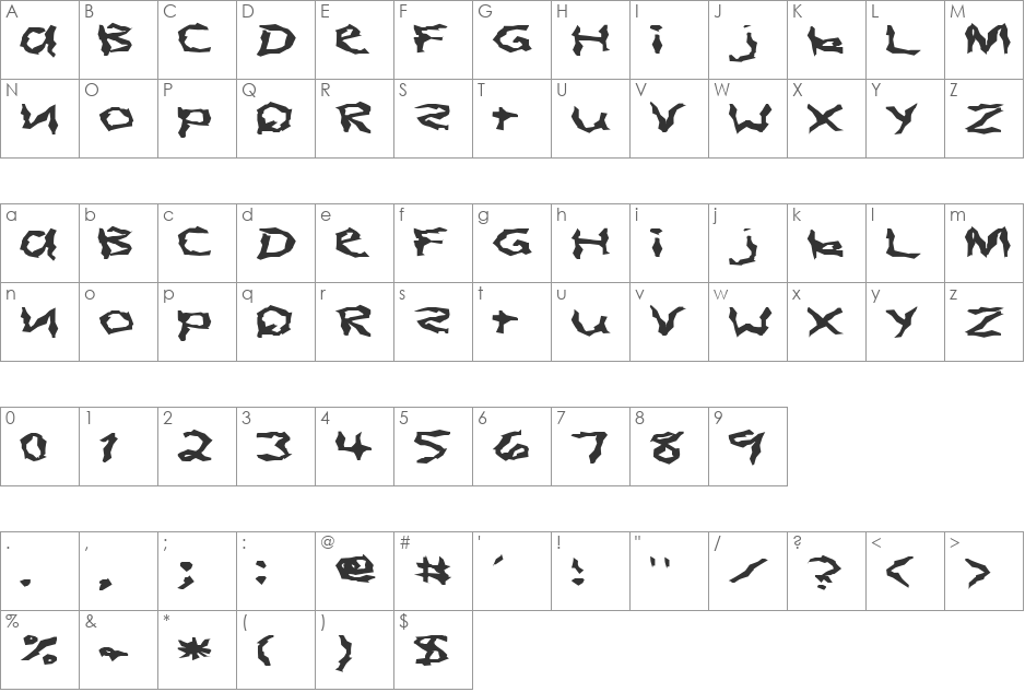 FZ WACKY 3 EX font character map preview