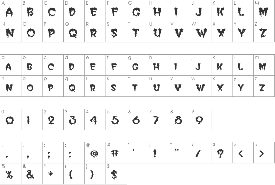 FZ WACKY 39 font character map preview