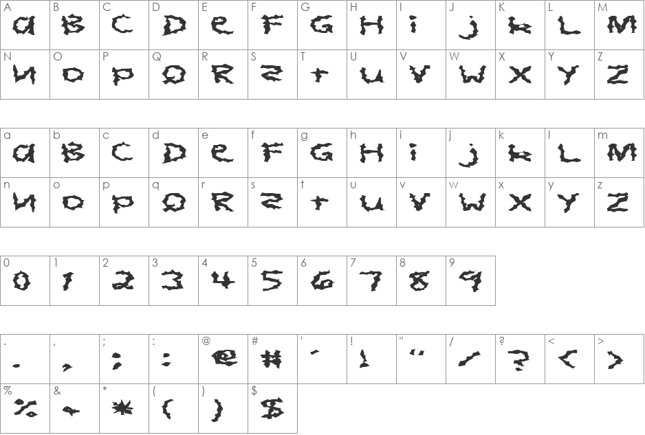 FZ WACKY 4 EX font character map preview