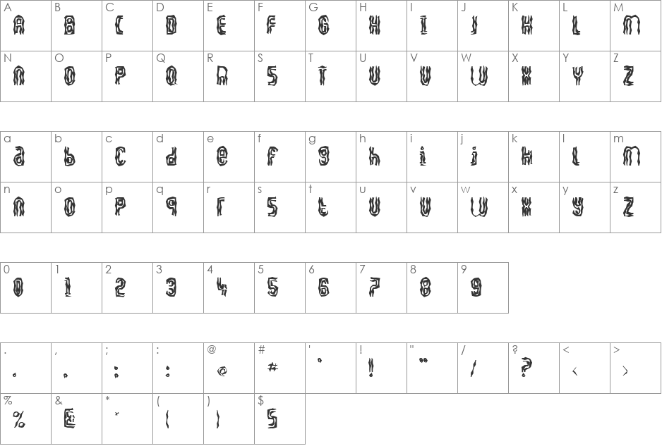 FZ WACKY 41 font character map preview