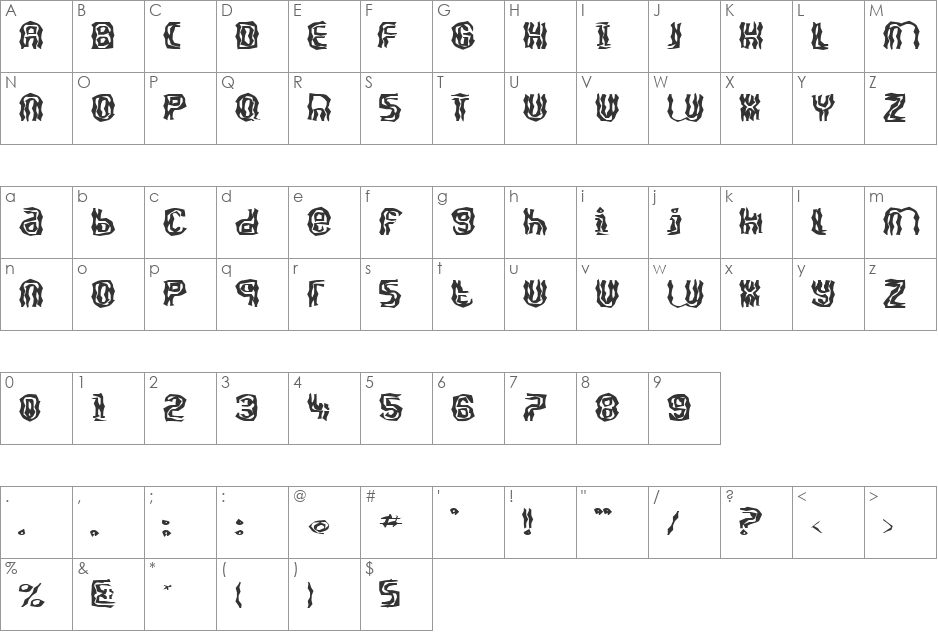 FZ WACKY 41 EX font character map preview