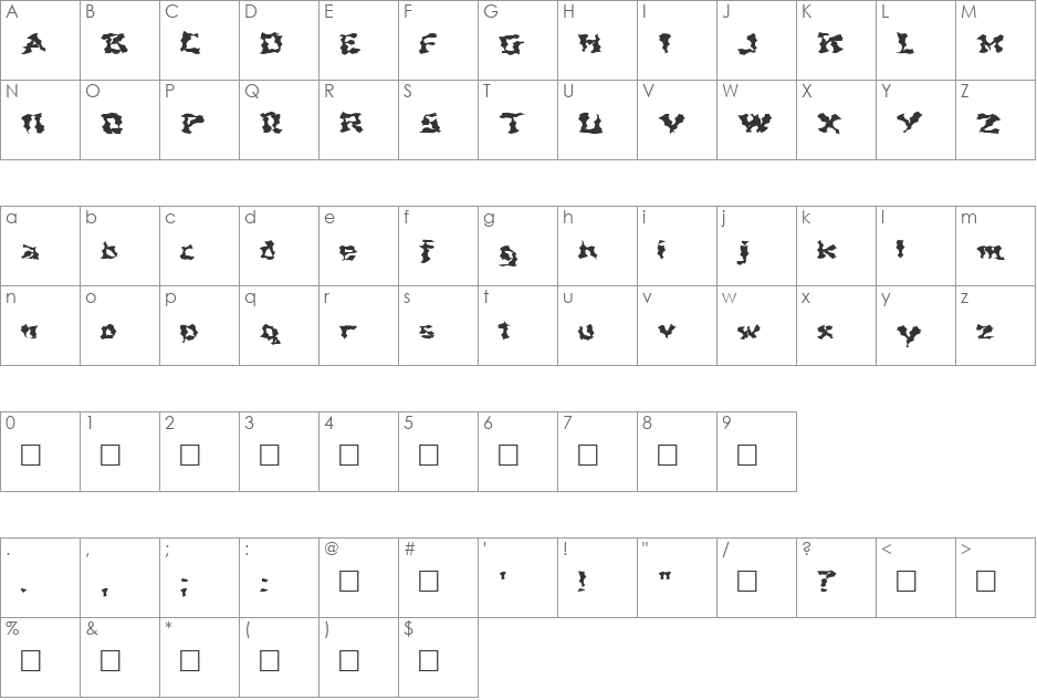FZ WACKY 44 EX font character map preview