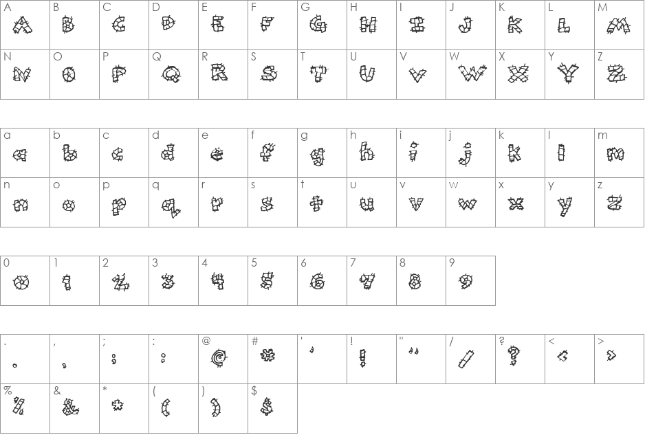 AnniesPatchStripes font character map preview