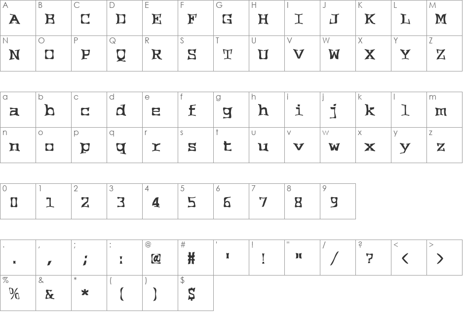 FZ WARPED 2 font character map preview
