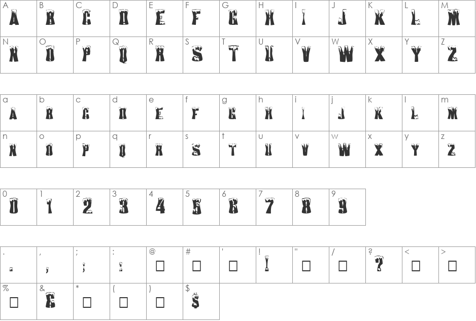 FZ WARPED 22 font character map preview
