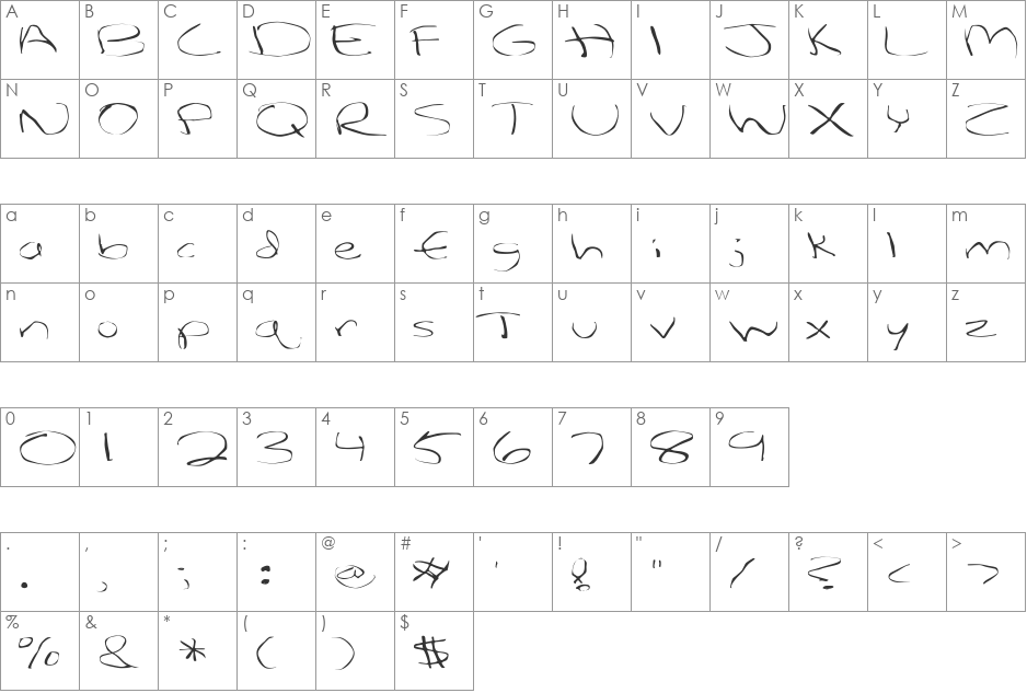 FZ WARPED 27 EX font character map preview