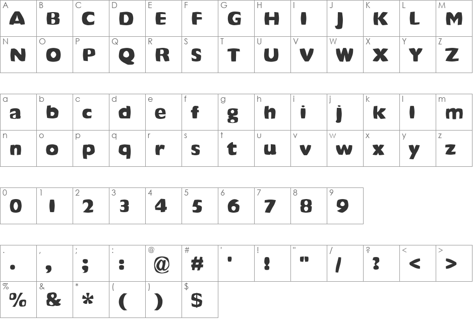 FZ WARPED 42 font character map preview