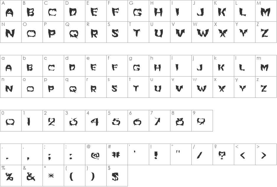 FZ WARPED 6 font character map preview