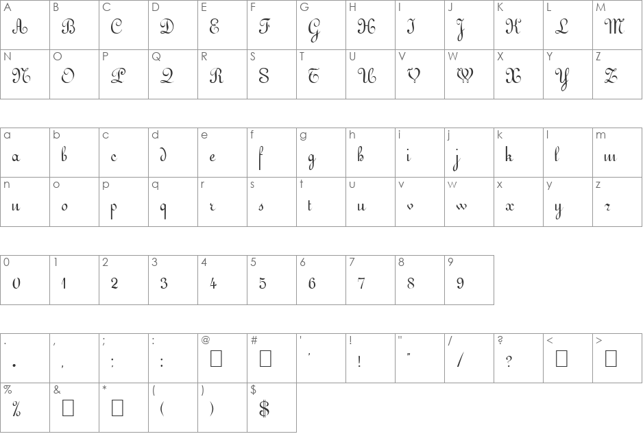 Annulment 1 font character map preview