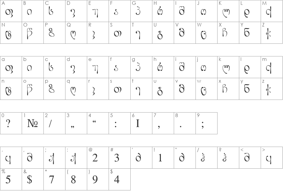 G&G_Lortkipanidze font character map preview
