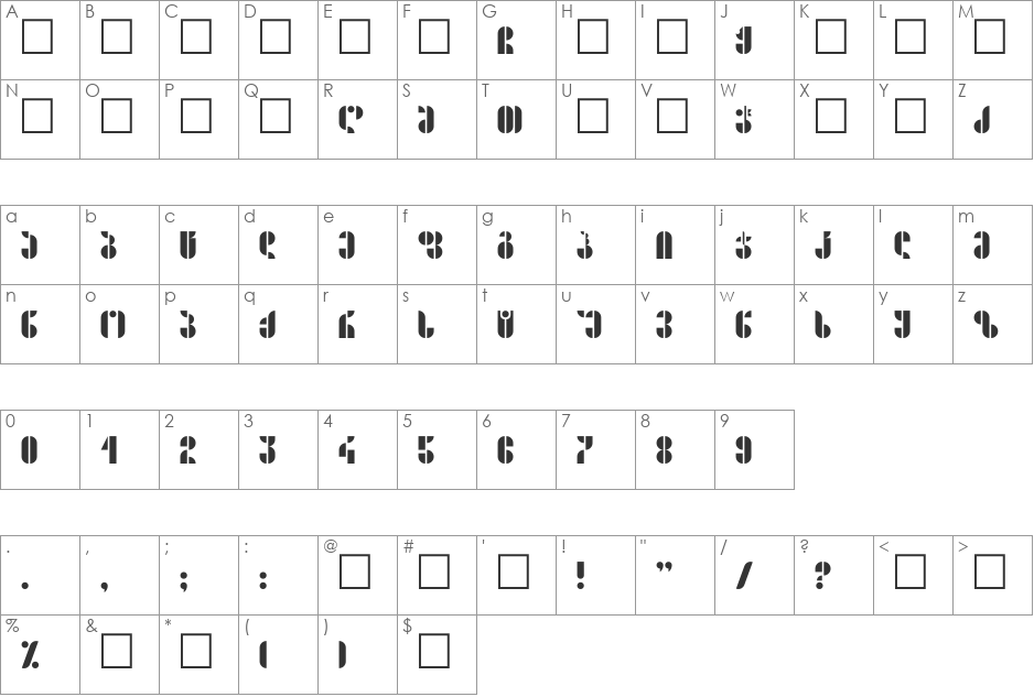 G&G_Shirim font character map preview