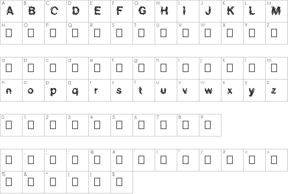 G(204) font character map preview