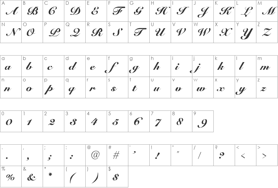 G-Unit font character map preview