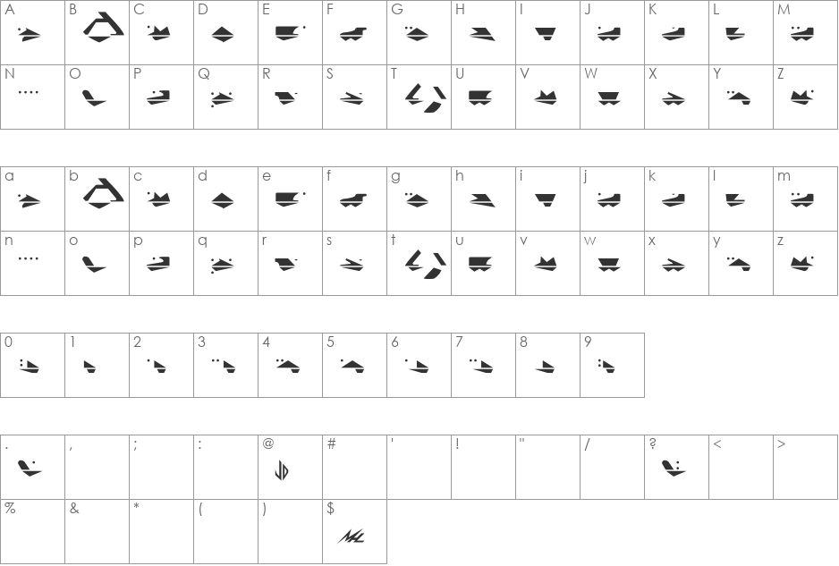 G.Machine font character map preview