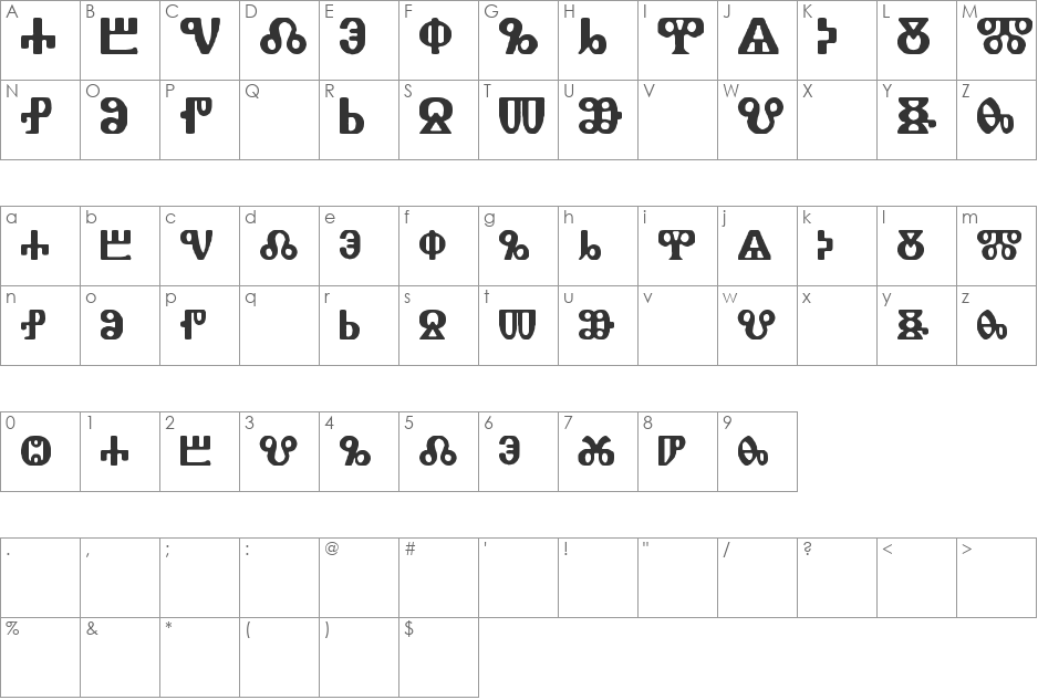 g?agolica font character map preview