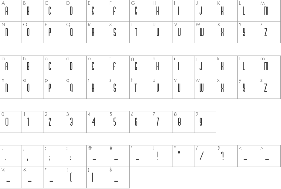 Gabba All Caps Regular font character map preview