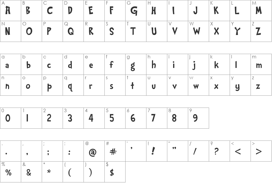 Gabbaland font character map preview