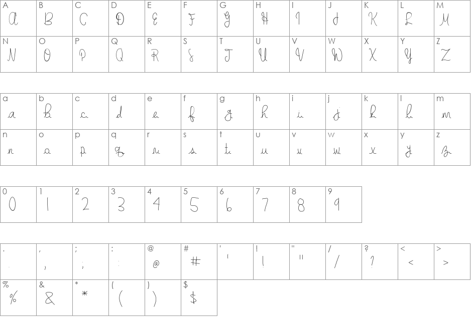 gabbishandwriting font character map preview