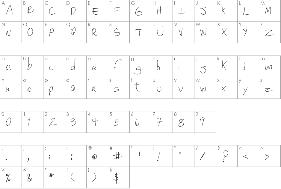 Gabo4 font character map preview
