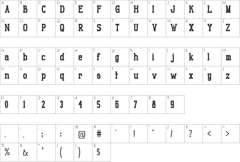 Gabriel Serif font character map preview