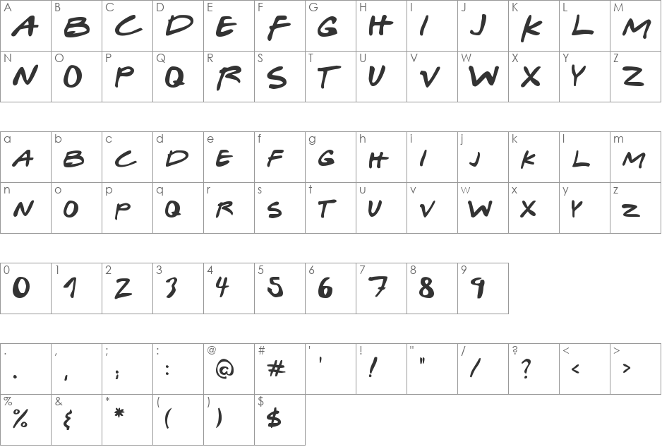 Gabriel Weiss' Friends Font font character map preview