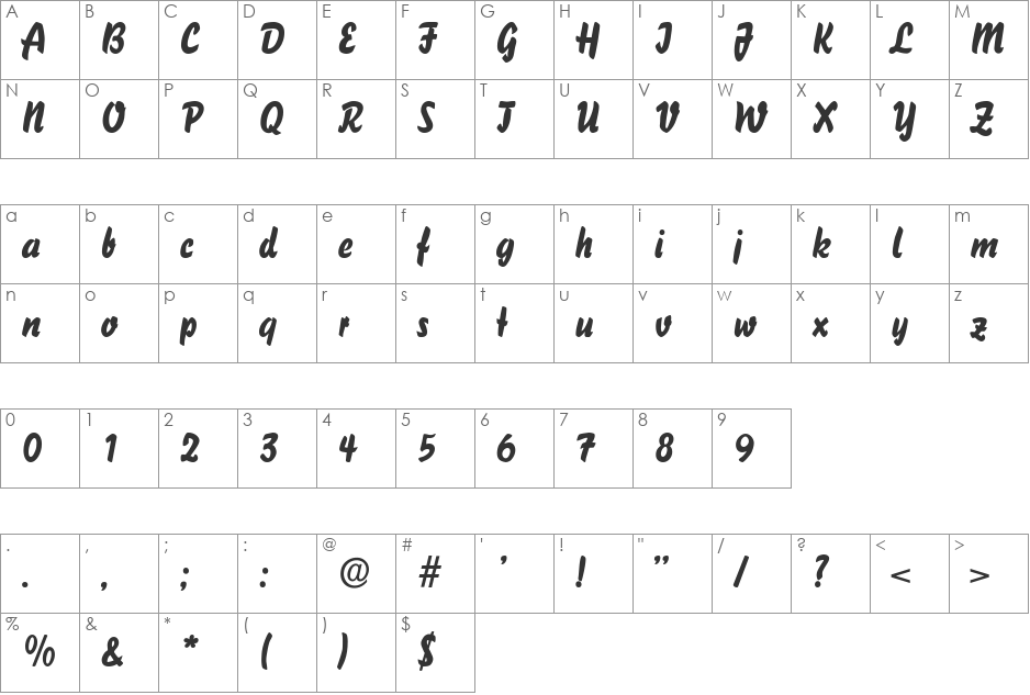 GabrielaBecker font character map preview