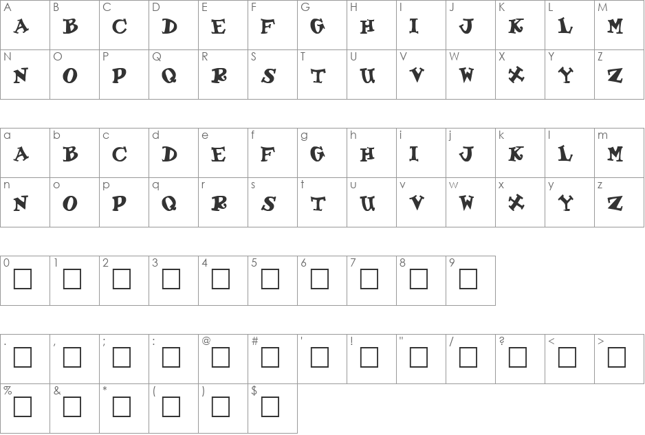 GABRIELLE font character map preview