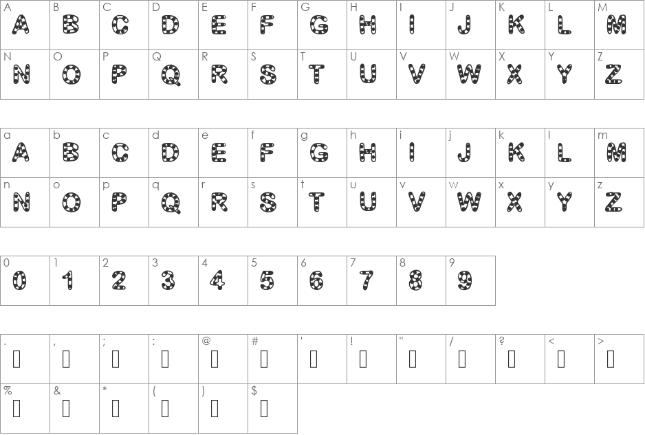 GaelleFont12 font character map preview