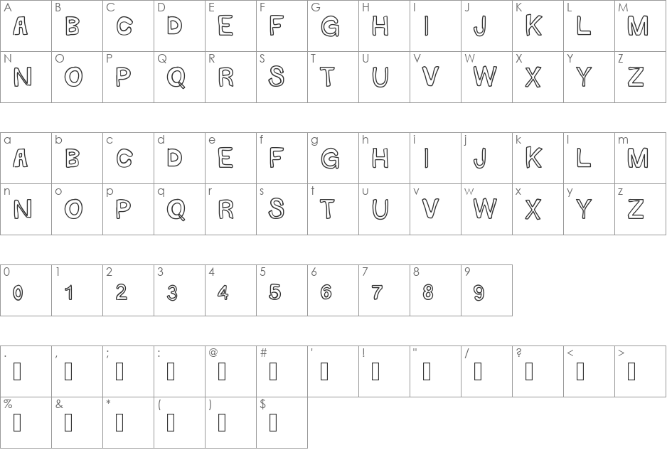 GaelleMAJUSCULE font character map preview