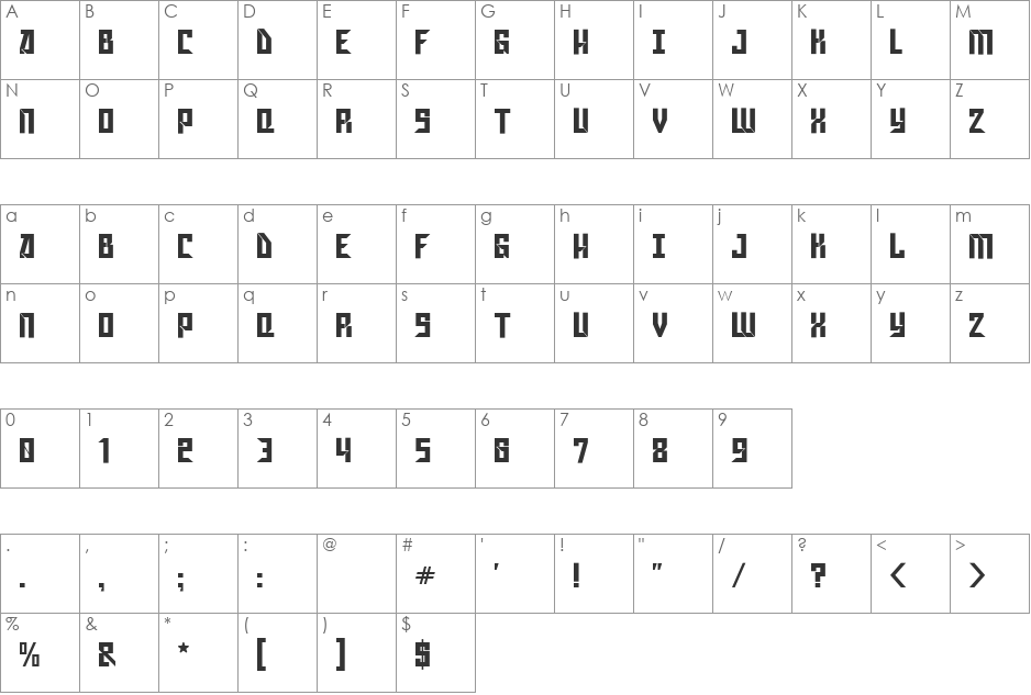 Gagarin Star Mix Cyrillic font character map preview