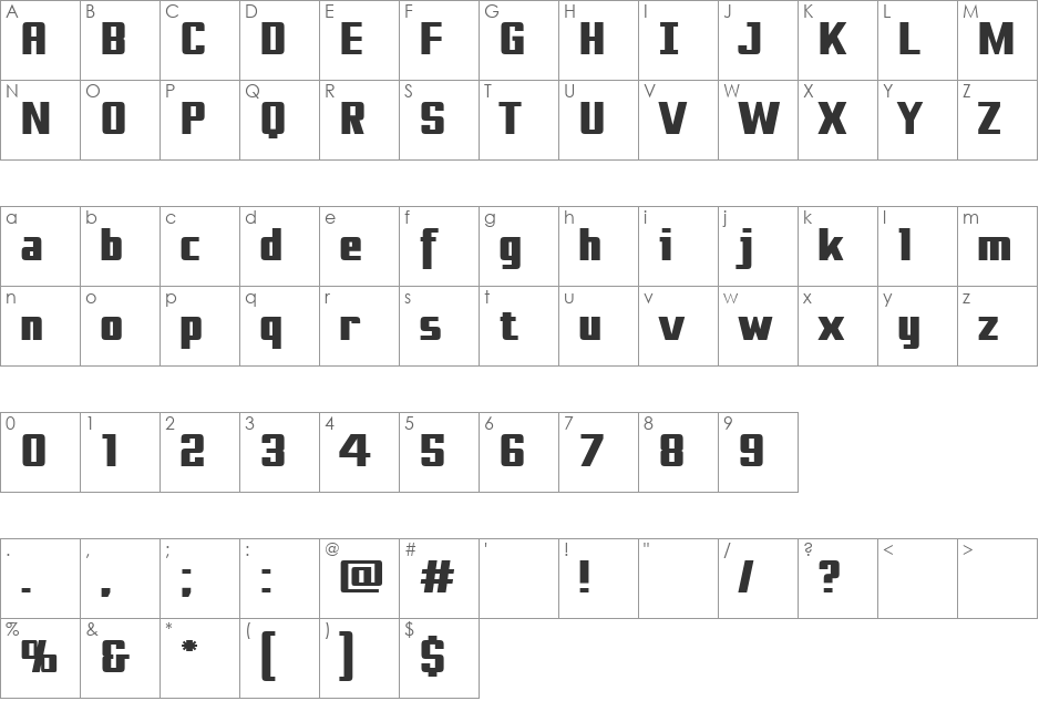 Gagarin-Ossip font character map preview