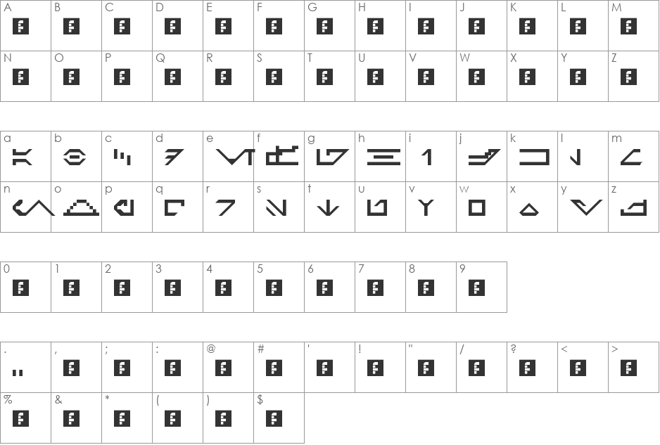 Galactic Basic Standard font character map preview
