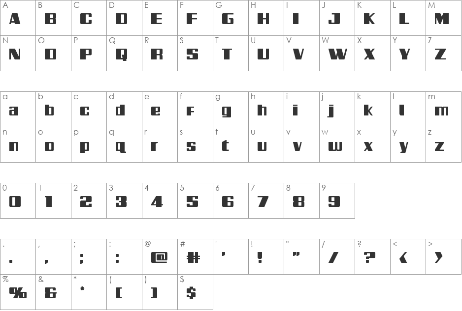 Galactic Storm font character map preview