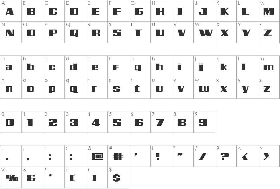 Galactic Storm Expanded font character map preview