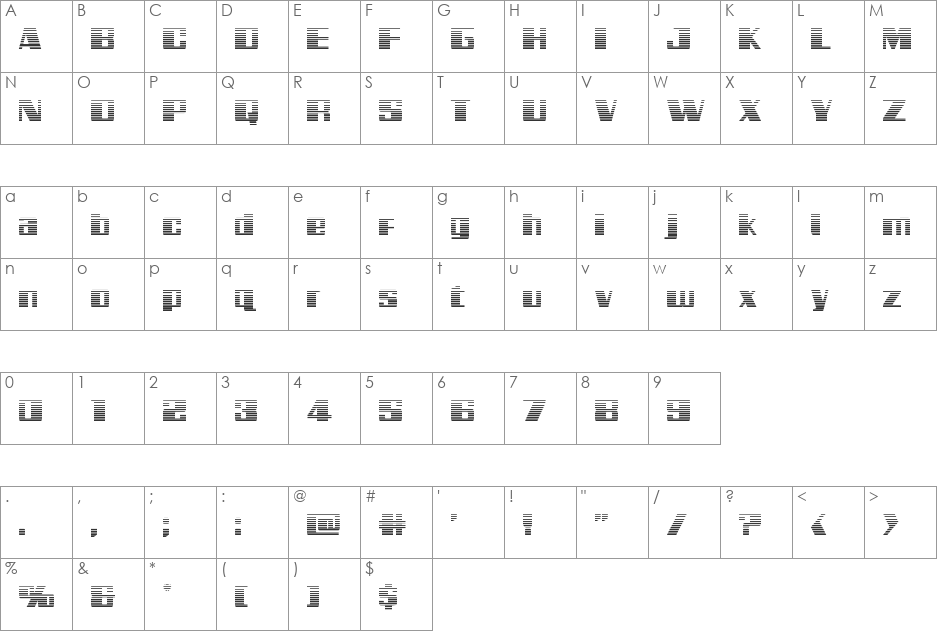 Galactic Storm Gradient font character map preview