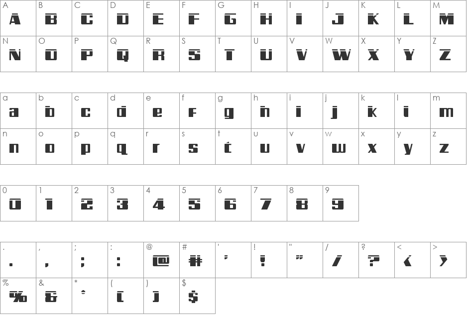 Galactic Storm Laser font character map preview