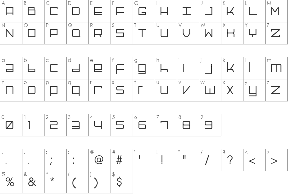 Galactik font character map preview