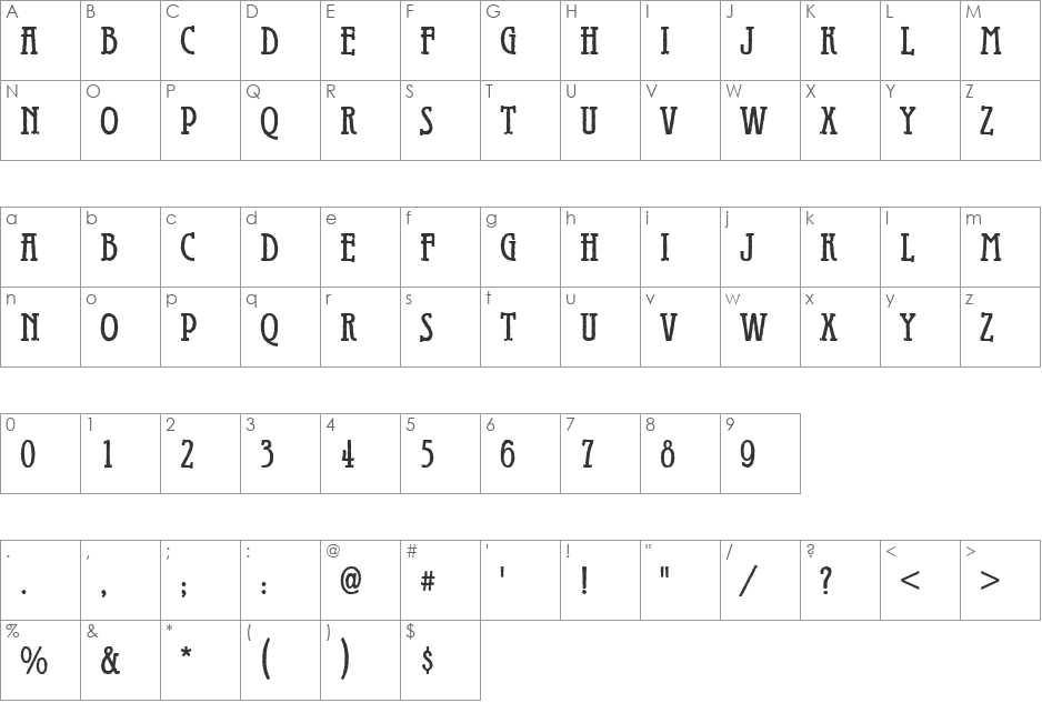 GaladrielAntD font character map preview