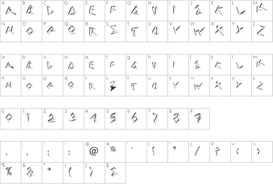 Galago font character map preview