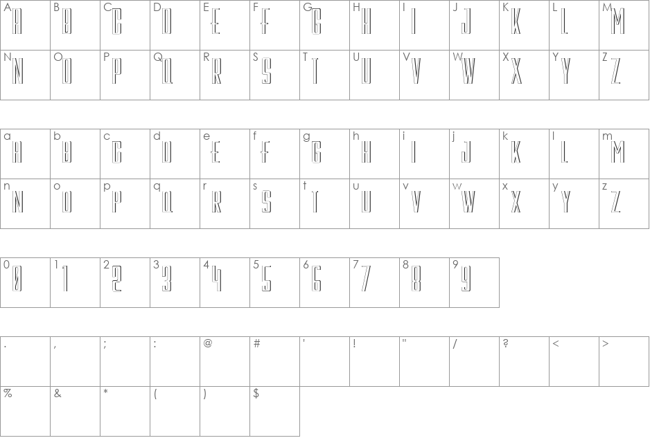 Galah Panjang font character map preview