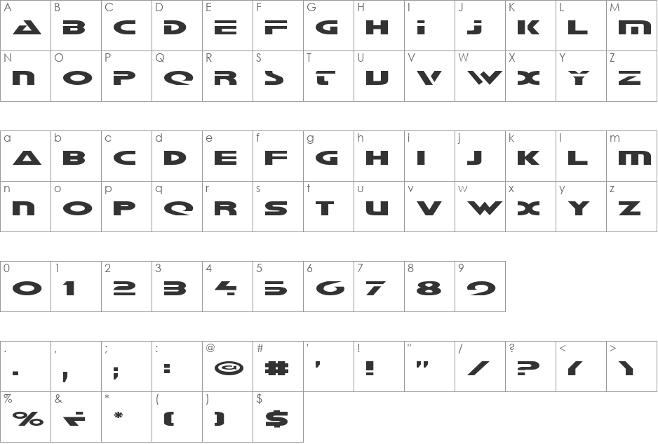 Galant Shadow Italic font character map preview