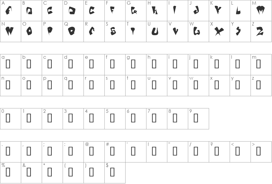 Galaxia font character map preview